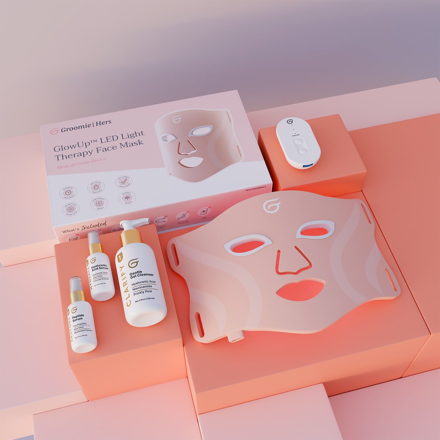 Hollywood GlowUp™ LED Light Therapy Face Mask (Deluxe Bundle)