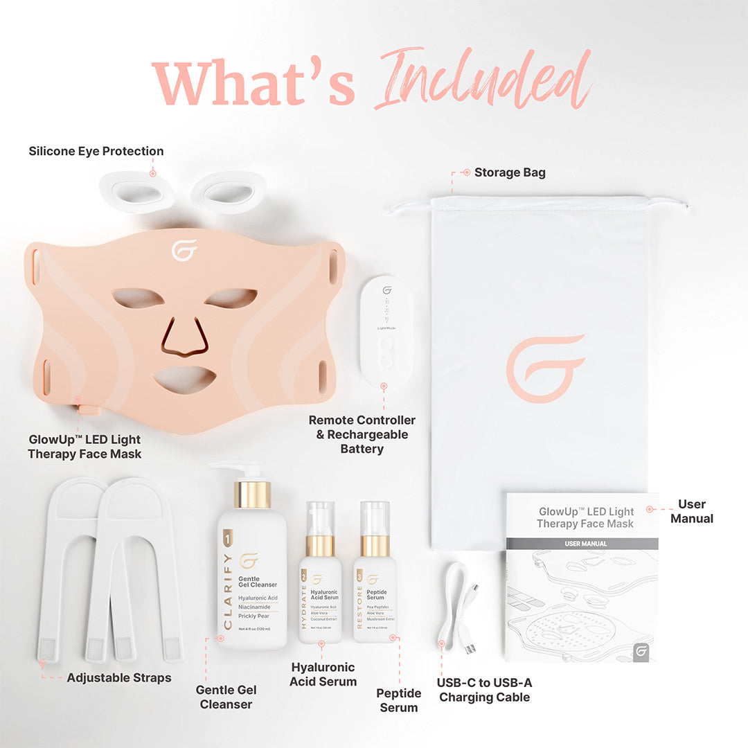 Hollywood GlowUp™ LED Light Therapy Face Mask (Deluxe Bundle)